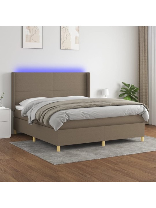 Box spring postel s matrací a led taupe 160x200 cm textil