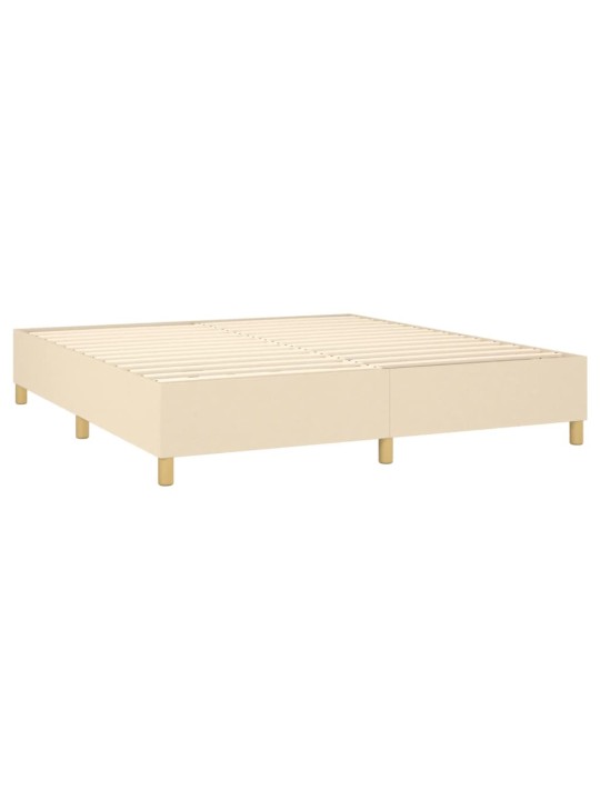 Box spring postel s matrací a led krémová 160x200 cm textil