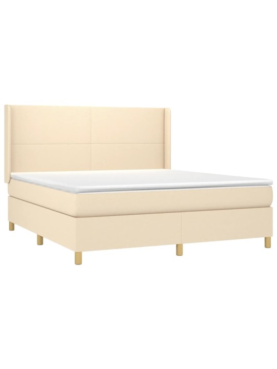 Box spring postel s matrací a led krémová 180x200 cm textil