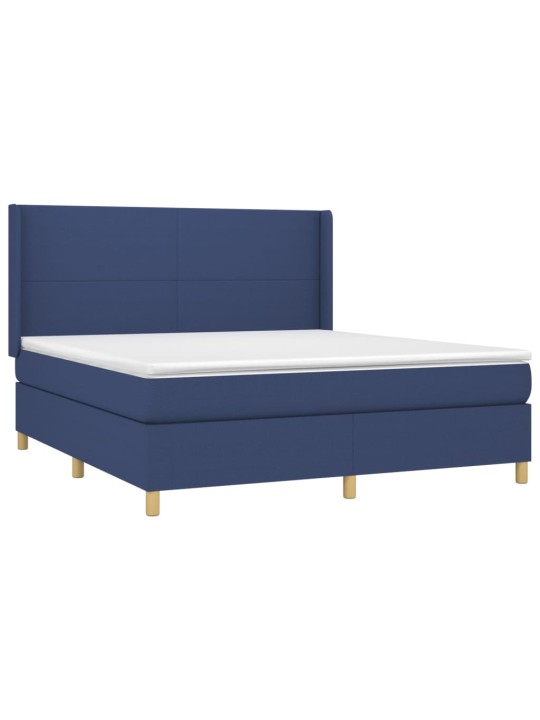 Box spring postel s matrací a LED modrá 180x200 cm textil