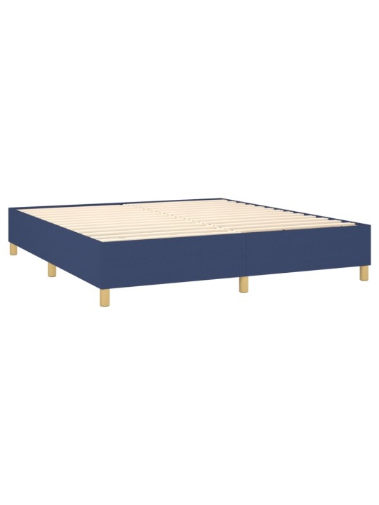 Box spring postel s matrací a LED modrá 180x200 cm textil