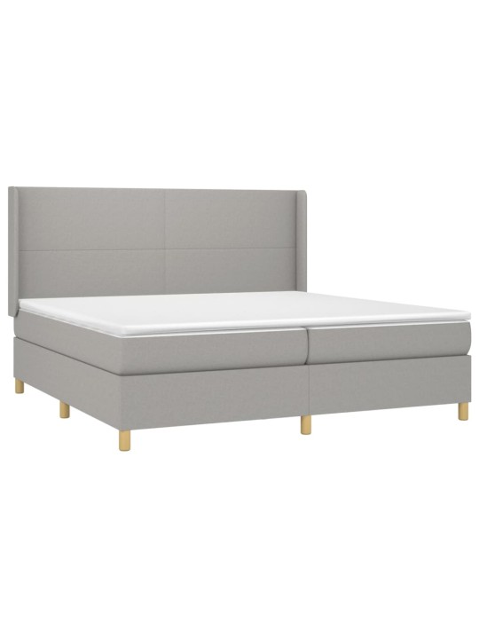 Box spring postel s matrací a LED světle šedá 200x200 cm textil