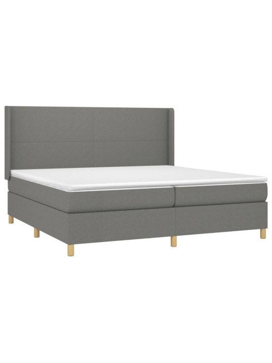 Box spring postel s matrací a LED tmavě šedá 200x200 cm textil