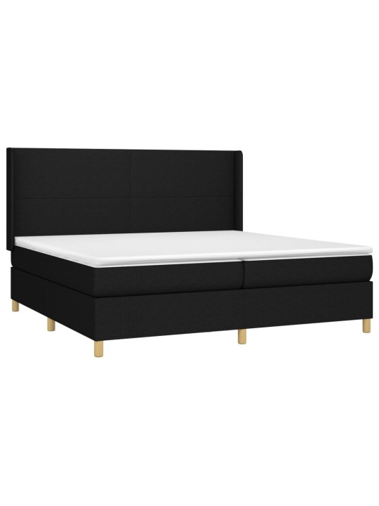 Box spring postel s matrací a LED černá 200x200 cm textil