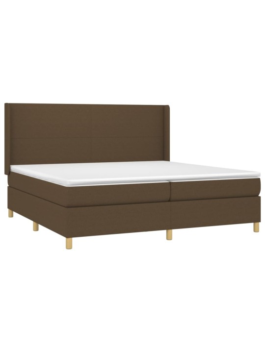 Box spring postel s matrací a led tmavě hnědá 200x200 cm textil