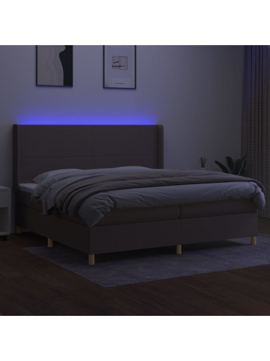 Box spring postel s matrací a led taupe 200x200 cm textil