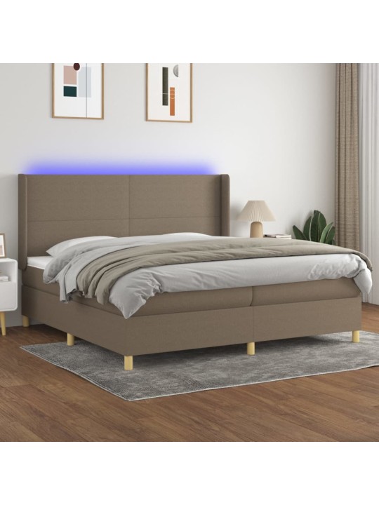 Box spring postel s matrací a led taupe 200x200 cm textil