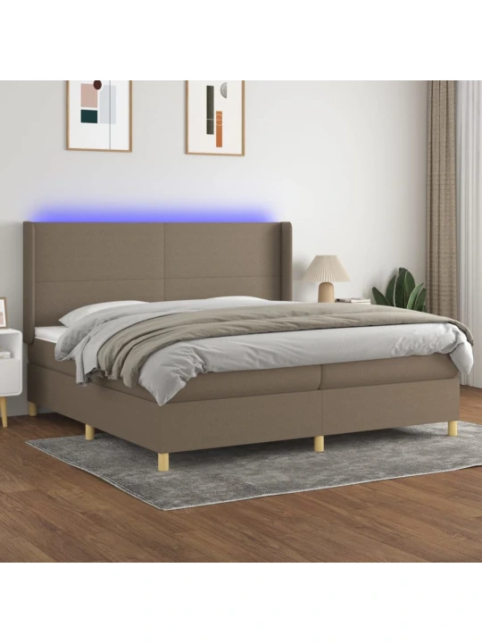 Box spring postel s matrací a led taupe 200x200 cm textil