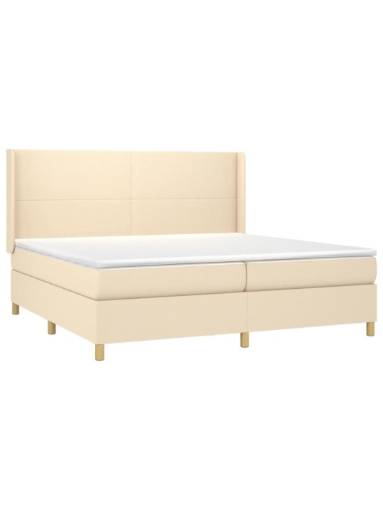 Box spring postel s matrací a led krémová 200x200 cm textil