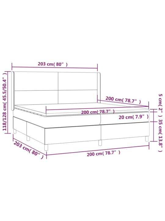 Box spring postel s matrací a led krémová 200x200 cm textil