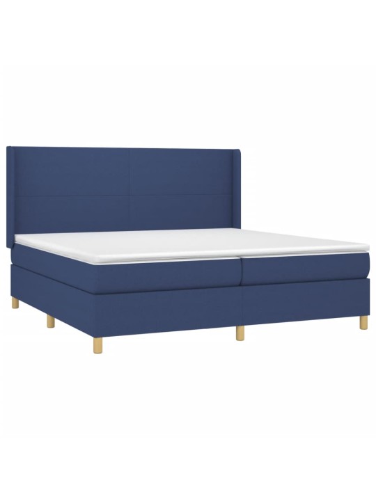 Box spring postel s matrací a led modrá 200x200 cm textil