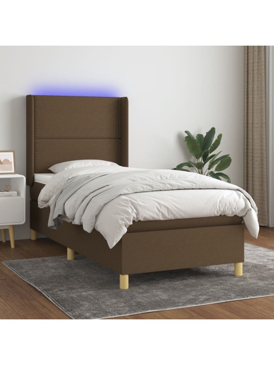Box spring postel s matrací a LED tmavě hnědá 80x200 cm textil