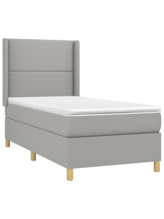 Box spring postel s matrací a LED světle šedá 90x190 cm textil