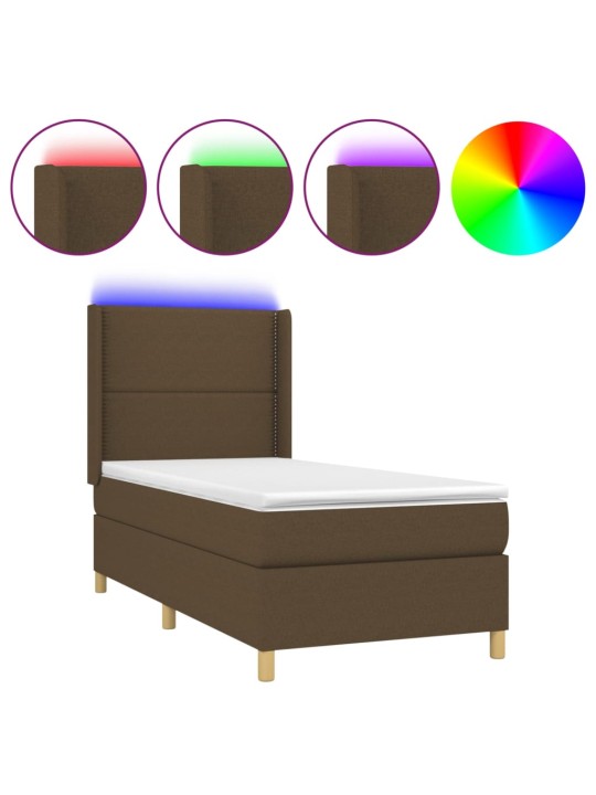 Box spring postel s matrací a LED taupe 90x200 cm textil