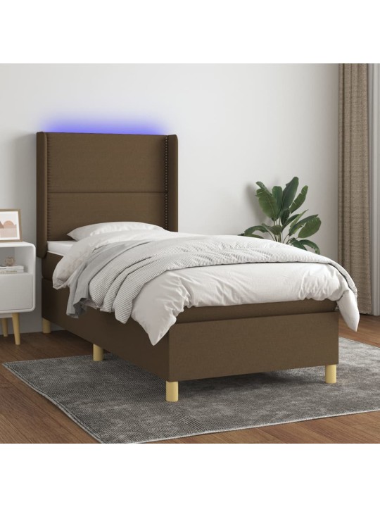 Box spring postel s matrací a LED taupe 90x200 cm textil