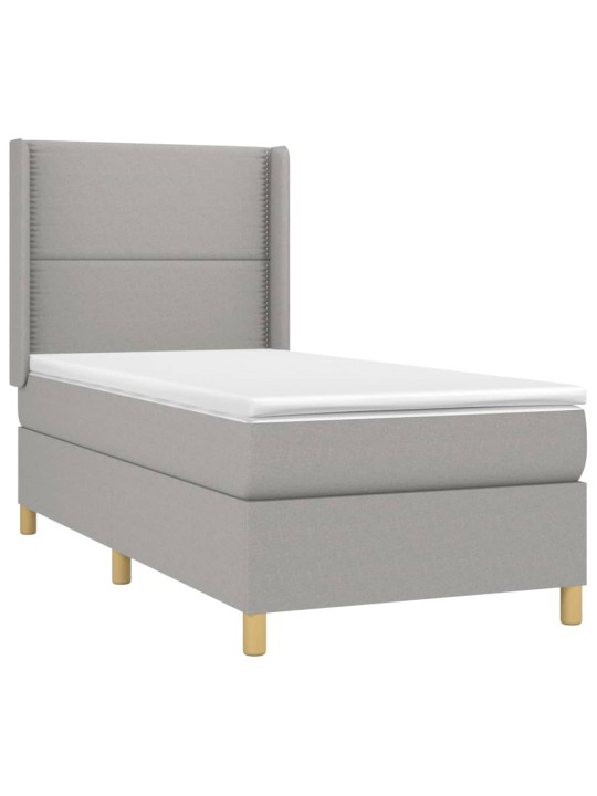 Box spring postel s matrací a LED světle šedá 100x200 cm textil
