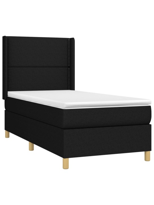 Box spring postel s matrací a LED černá 100x200 cm textil