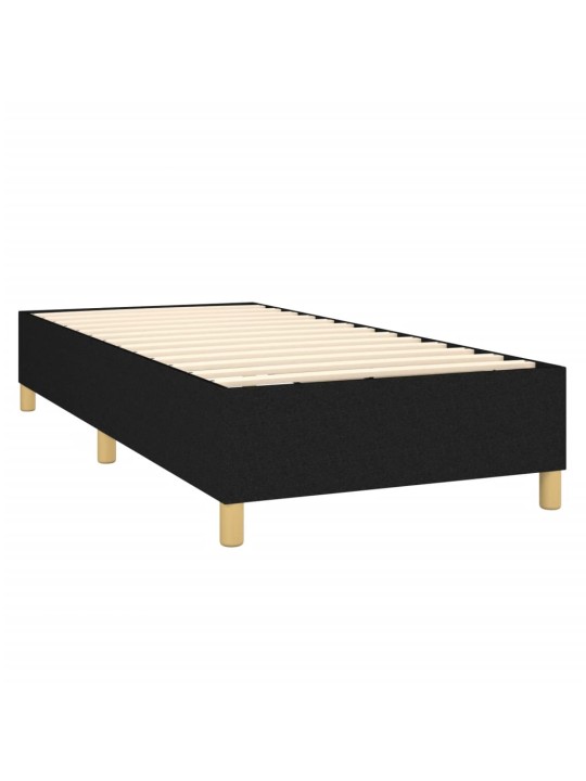 Box spring postel s matrací a LED černá 100x200 cm textil