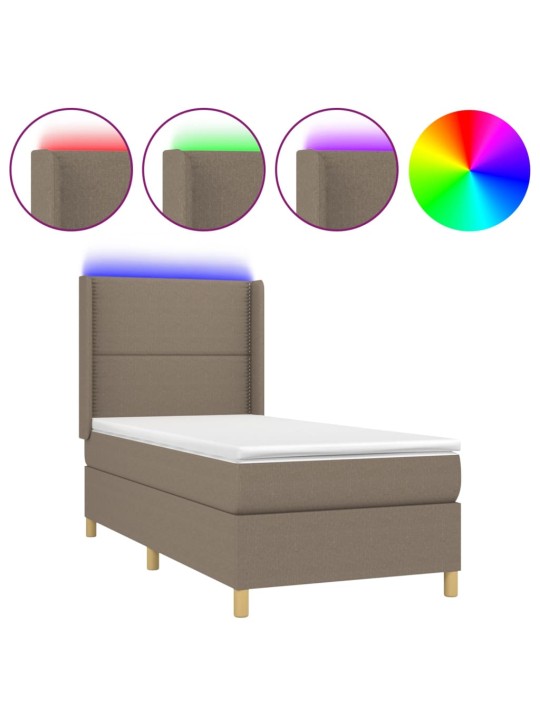 Box spring postel s matrací a LED taupe 100x200 cm textil