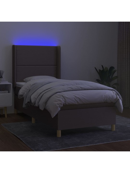 Box spring postel s matrací a LED taupe 100x200 cm textil