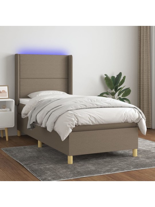 Box spring postel s matrací a LED taupe 100x200 cm textil