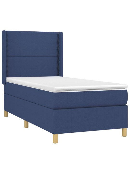 Box spring postel s matrací a LED modrá 100x200 cm textil