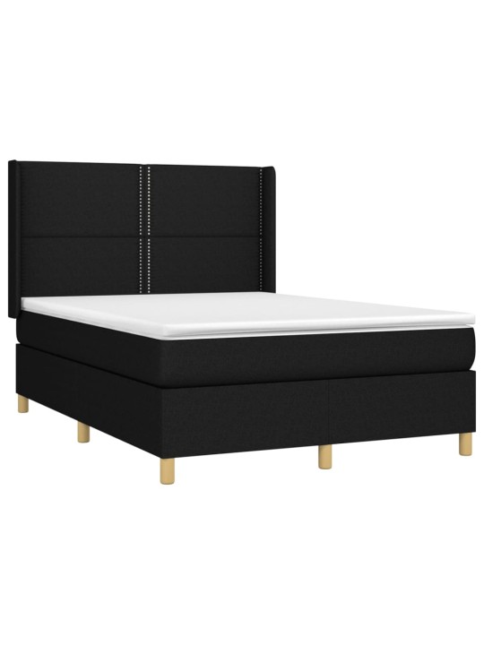 Box spring postel s matrací a LED černá 140x190 cm textil