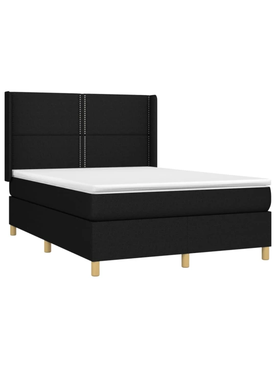 Box spring postel s matrací a LED černá 140x190 cm textil