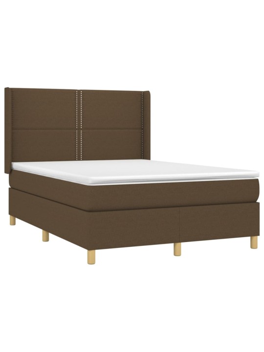 Box spring postel s matrací a LED tmavě hnědá 140x190 cm textil