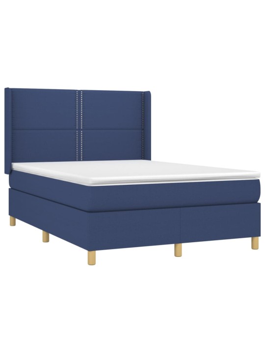 Box spring postel s matrací a LED modrá 140x190 cm textil