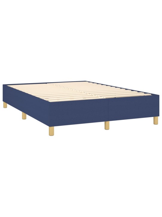Box spring postel s matrací a LED modrá 140x190 cm textil