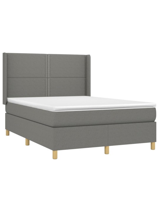Box spring postel s matrací a LED tmavě šedá 140x200 cm textil