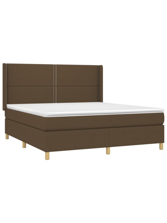 Box spring postel s matrací a led tmavě hnědá 160x200 cm textil