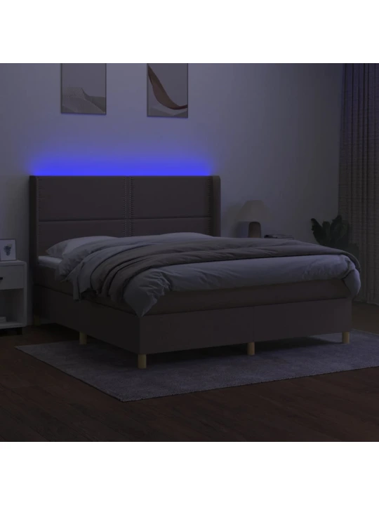 Box spring postel s matrací a led taupe 160x200 cm textil