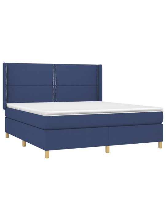 Box spring postel s matrací a led modrá 160x200 cm textil