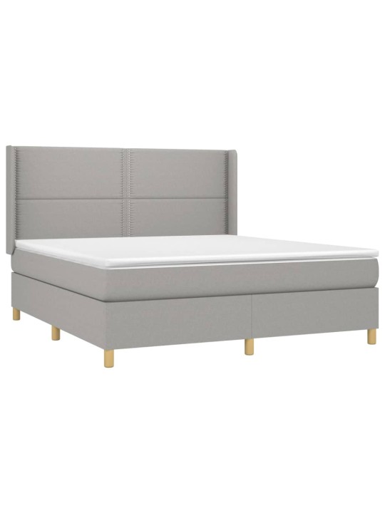 Box spring postel s matrací a LED světle šedá 180x200 cm textil