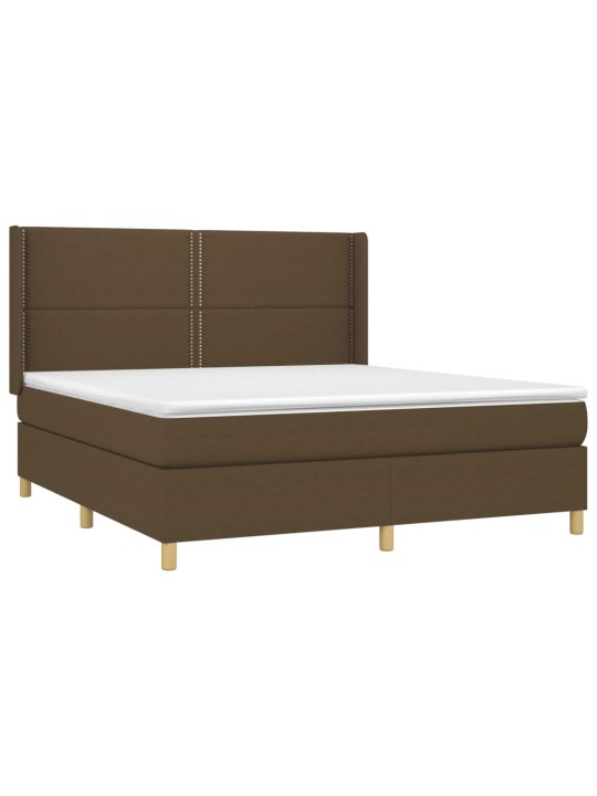 Box spring postel s matrací a led tmavě hnědá 180x200 cm textil