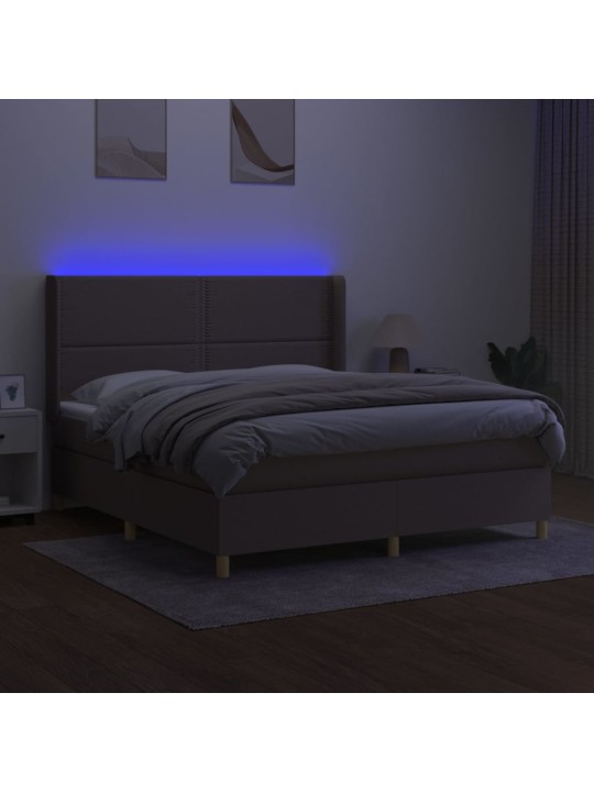 Box spring postel s matrací a led taupe 180x200 cm textil