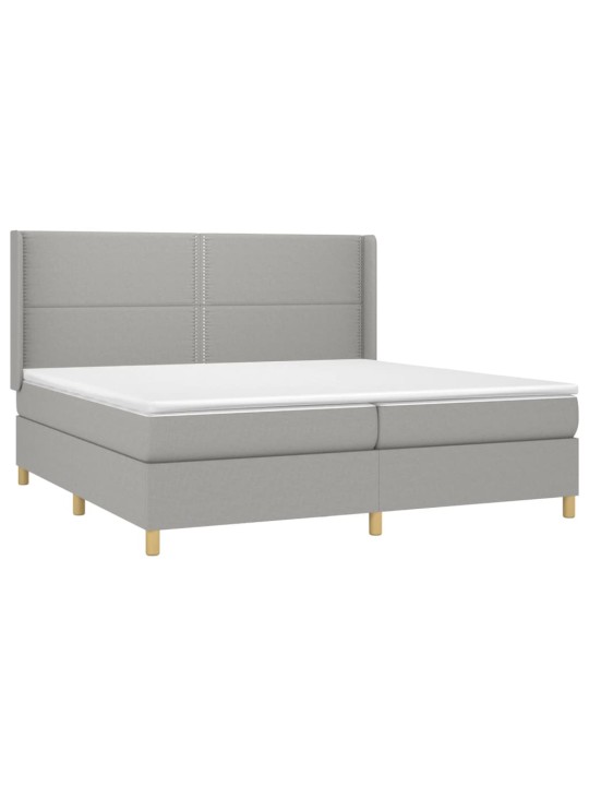 Box spring postel s matrací a LED světle šedá 200x200 cm textil