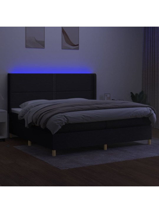 Box spring postel s matrací a LED černá 200x200 cm textil