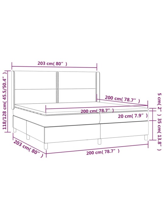 Box spring postel s matrací a LED černá 200x200 cm textil