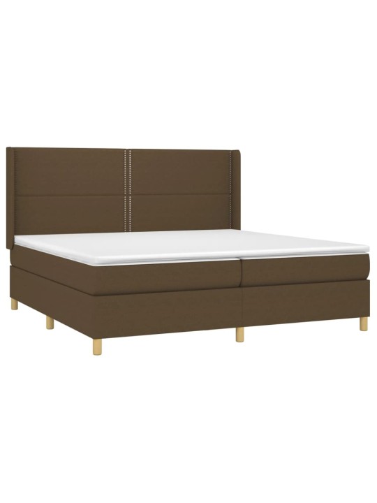 Box spring postel s matrací a led tmavě hnědá 200x200 cm textil