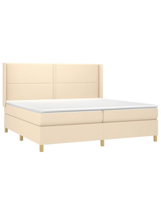 Box spring postel s matrací a led krémová 200x200 cm textil