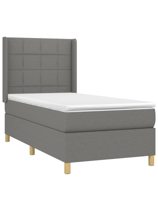 Box spring postel s matrací a LED tmavě šedá 80 x 200 cm textil