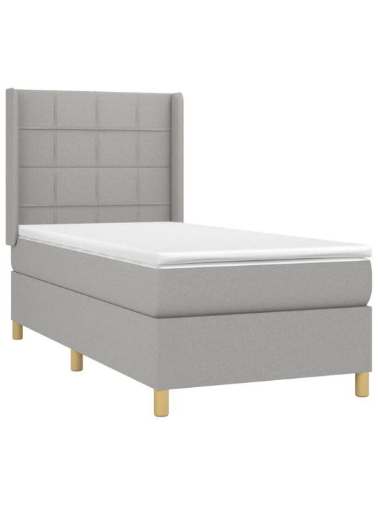 Box spring postel s matrací a LED světle šedá 100x200 cm textil