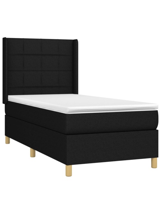 Box spring postel s matrací a LED černá 100x200 cm textil