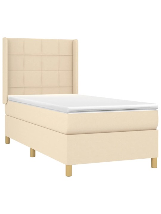 Box spring postel s matrací a led krémová 100x200 cm textil