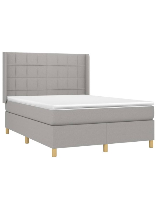 Box spring postel s matrací a LED světle šedá 140x190 cm textil