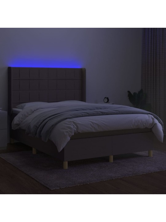 Box spring postel s matrací a led taupe 140x190 cm textil