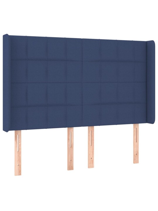 Box spring postel s matrací a LED modrá 140x190 cm textil